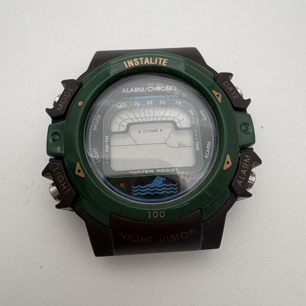 Vintage Armitron All-Sport Instalite Watch Mens Digital Black Green 40/6597